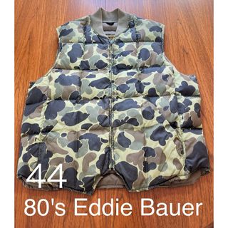 Eddie Bauer - 貴重！迷彩！80's Eddie Bauer ダウンベスト　黒タグ　ヴィンテージ