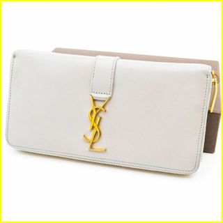 イヴサンローラン(Yves Saint Laurent)の★美品★ サンローラン 長財布 ラウンドファスナー YSL ライトグレー(長財布)