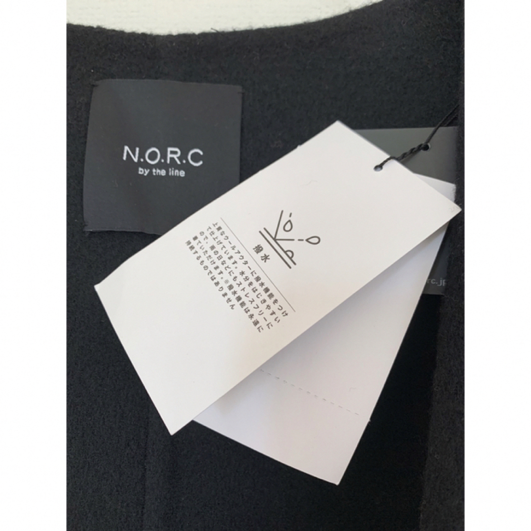 N.O.R.C(ノーク)のN.O.R.C ウールリバーノーカラーロングコート　ブラック レディースのジャケット/アウター(ロングコート)の商品写真