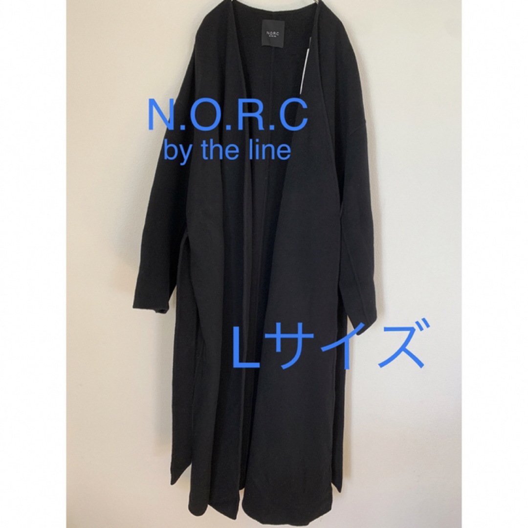 N.O.R.C(ノーク)のN.O.R.C ウールリバーノーカラーロングコート　ブラック レディースのジャケット/アウター(ロングコート)の商品写真