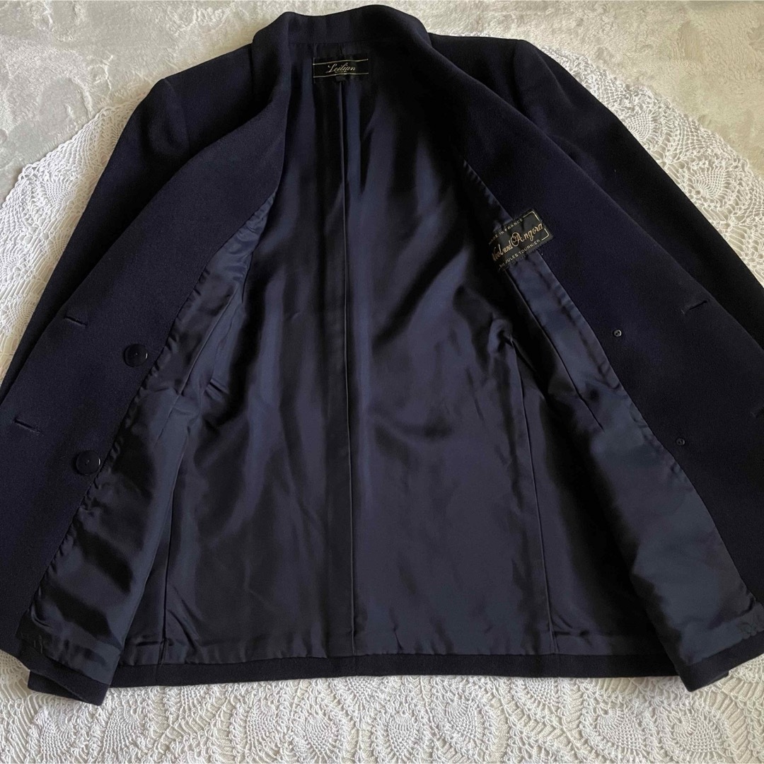 Leilian レリアン 日本製 Pコート ネイビー アンゴラ 大きいサイズ