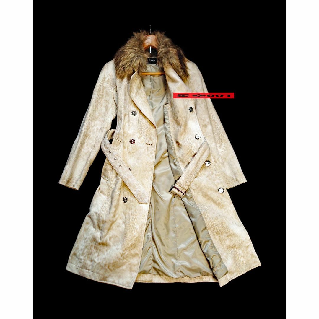 TORNADO MART(トルネードマート)の美品 TORNADOMART 白 ファー 豹柄ロングコート トルネードマート M メンズのジャケット/アウター(トレンチコート)の商品写真