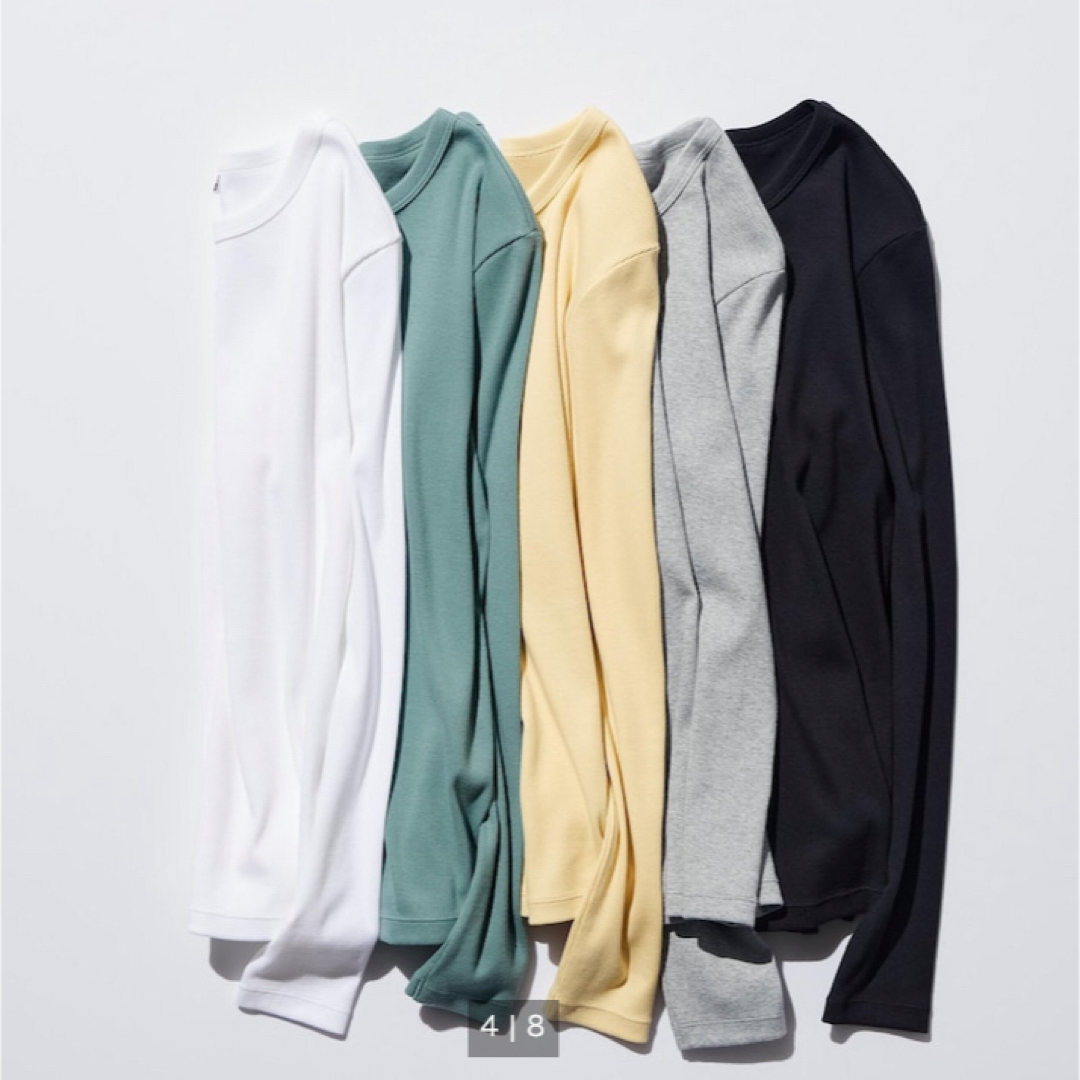 UNIQLO(ユニクロ)のUNIQLO   ソフトリブクルーネック　イエロー　Sサイズ　試着のみ レディースのトップス(カットソー(長袖/七分))の商品写真