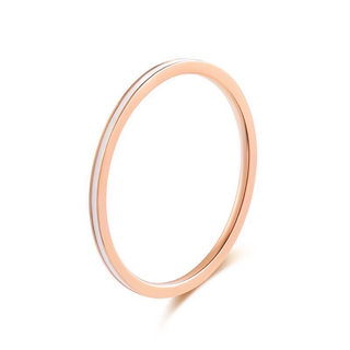 極細ローズゴールド ステンレスリング ステンレス指輪 ピンキーリング ホワイト(リング(指輪))