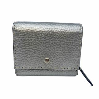 フェンディ(FENDI)の【中古】フェンディ FENDI セレリア ミニウォレット　コンパクトウォレット　 ミディアムウォレット シルバー グレー　灰 2つ折り財布 ホック財布　ユニセックス ミニ財布　コンパクト財布 【ブランドギャラリー東心斎橋店】(財布)