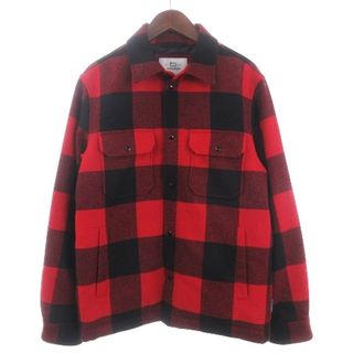 ウールリッチ(WOOLRICH)のウールリッチ ダウンシャツ ジャケット チェック ウール 赤 M ■SM1(ダウンジャケット)