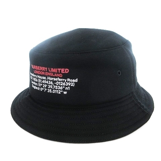 バーバリー ロンドン タグ付き バケットハット 中綿 黒 帽子 ■SM1(その他)
