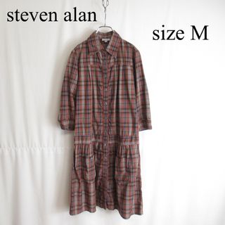 スティーブンアラン(steven alan)のsteven alan チェック シャツ ワンピース トップス M USA製(ロングワンピース/マキシワンピース)