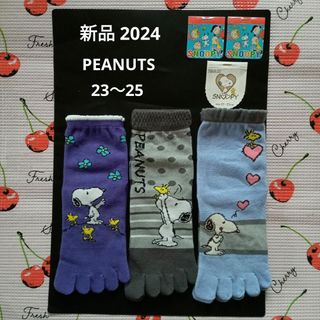 ピーナッツ(PEANUTS)の② SNOOPYのクルー丈5本指ソックス、3足セット。【完売品】(ソックス)