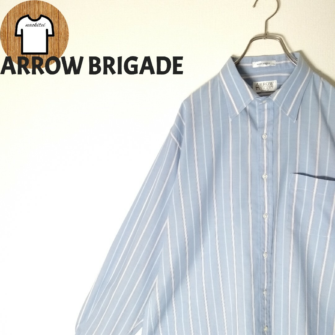 【ARROW BRIGADE ストライプ柄シャツ アメリカ製 海外古着 A645 メンズのトップス(シャツ)の商品写真