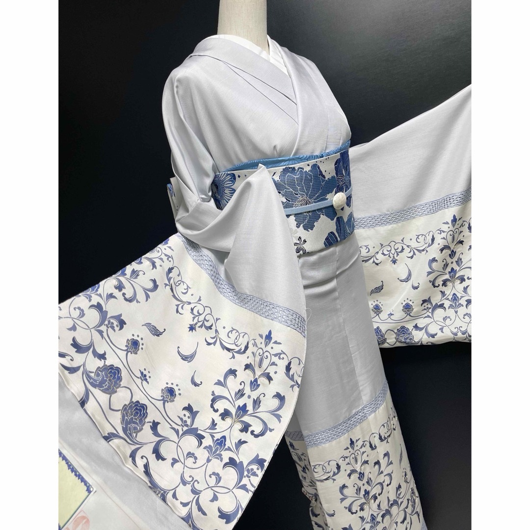 特選作家物訪問着【汕頭(スワトウ)刺繍・金駒刺繍◇華更紗】白 特選作家物訪問着【汕頭(スワトウ)刺繍・金駒刺繍◇華更紗】白