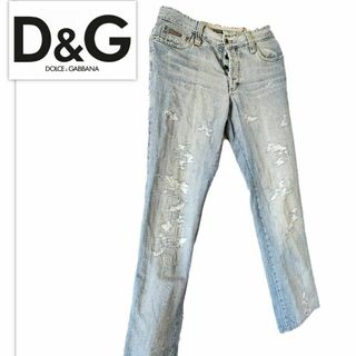 ディーアンドジー(D&G)のD&G　ドルチェ＆ガッバーナ　ラインストーン　クラッシュ加工　ジーンズ　32(デニム/ジーンズ)