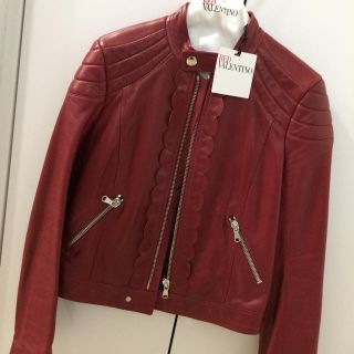 Red Valentino 羊革ラムレザーライダースジャケット