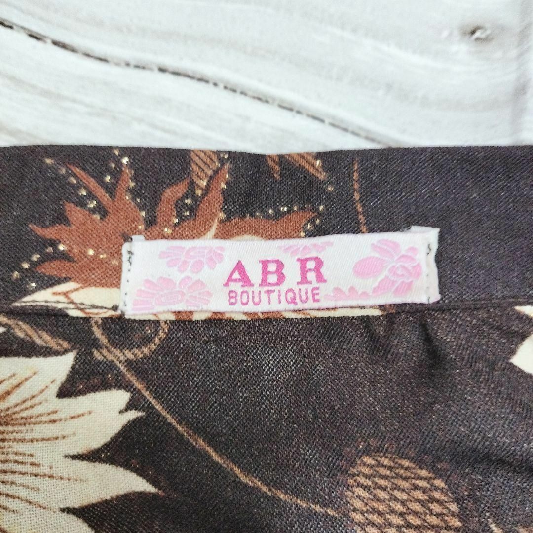 【ABR】シャツ（F）ブラウン 花柄 肩パッド 薄地 レディース ブラウス レディースのトップス(シャツ/ブラウス(半袖/袖なし))の商品写真