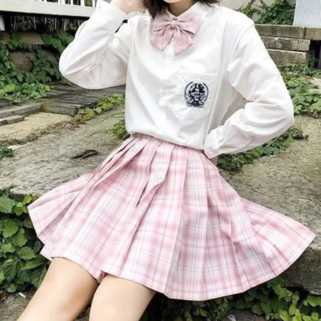 ピンクチェック　制服　スカート セット なんちゃって制服 コスプレ レディースのスカート(ミニスカート)の商品写真