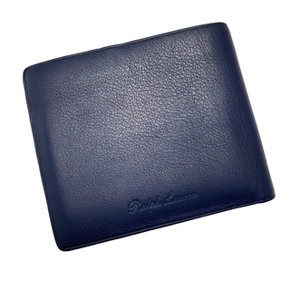 ラルフローレン(Ralph Lauren)のラルフローレン　レザー　二つ折り財布　札入れ　ネイビー　極美品　メンズ　(折り財布)