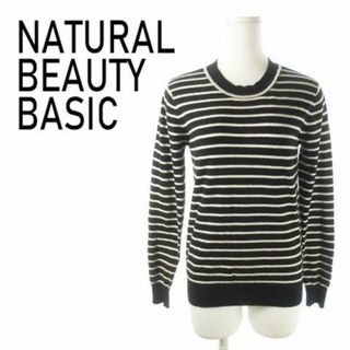 ナチュラルビューティーベーシック(NATURAL BEAUTY BASIC)のN.BEAUTY BASIC 長袖ニット ボーダー M 黒 220322AO8A(ニット/セーター)