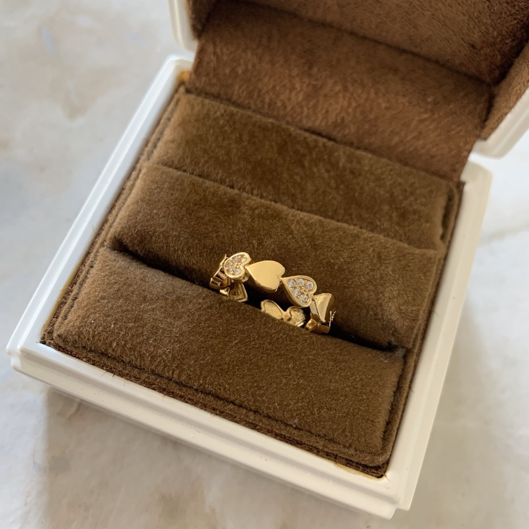 【stainless】ハート　チェーンリング ステンレス ジルコニア　指輪 レディースのアクセサリー(リング(指輪))の商品写真