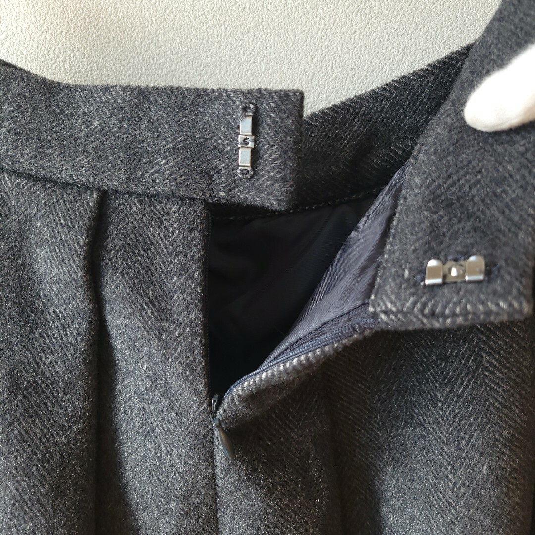 mizuiro ind(ミズイロインド)の新品未使用タグ付き　ミズイロインド　ギャザーフレアスカート　ヘリンボーン レディースのスカート(ロングスカート)の商品写真