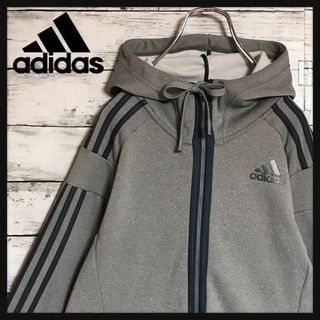 アディダス(adidas)の【快適素材】アディダス　ハイネックパーカー　ジップアップ　グレー　E1086(パーカー)