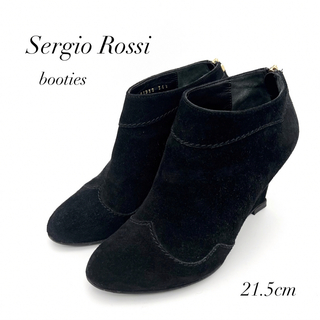 Sergio Rossi - ✨美品✨ セルジオロッシ 21.5cm ブーティ ブラック スエード インヒール