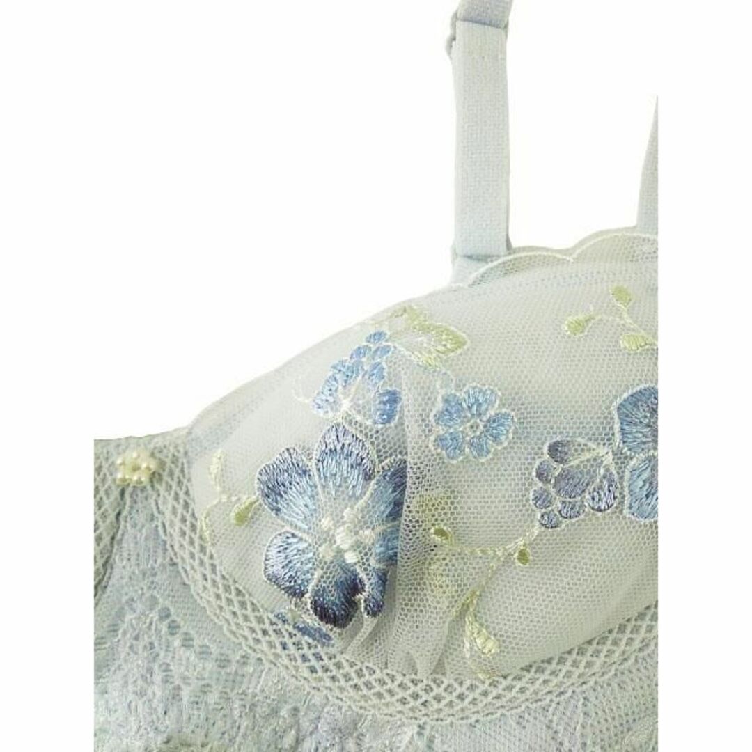 SI5589-8◇送料無料 新品ノンワイヤー花柄刺繡ブラAAA75ソフトブルー レディースの下着/アンダーウェア(ブラ)の商品写真