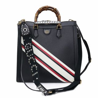 グッチ(Gucci)のグッチ ダイアナ ラージ 2WAY ショルダー トート ハンドバッグ 斜め掛け レザー バンブー ブラック ホワイト レッド 黒 白 赤 アンティークゴールド金具 721080 GUCCI（新品・未使用品）(ハンドバッグ)