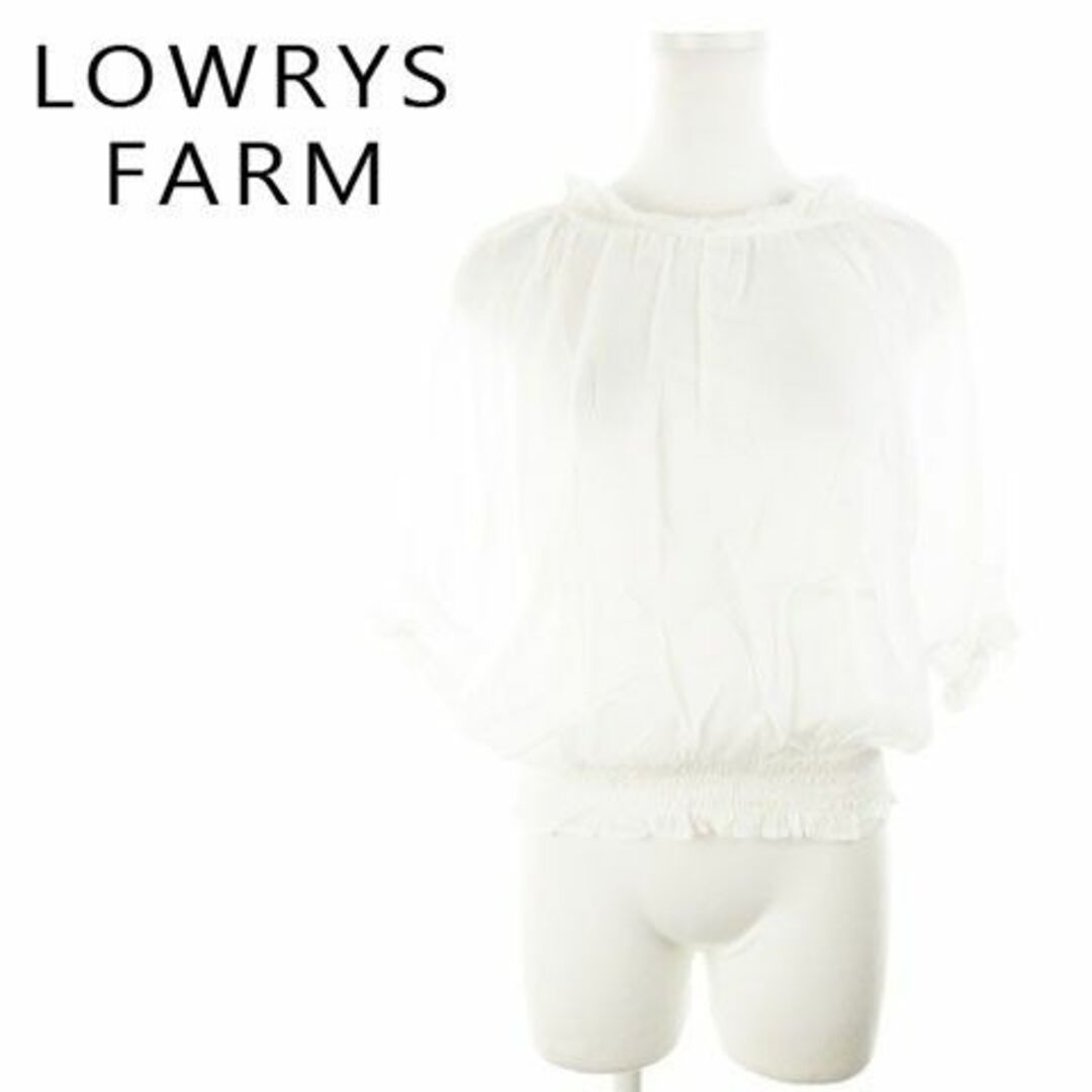 LOWRYS FARM(ローリーズファーム)のローリーズファーム 五分袖ブラウス コットンレース M 白 220426AH5A レディースのトップス(シャツ/ブラウス(半袖/袖なし))の商品写真