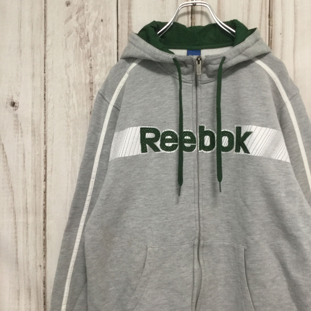 Reebok(リーボック)の【リーボック ビッグロゴフルジップパーカー】超ビッグサイズ3XL 古着 メンズのトップス(パーカー)の商品写真