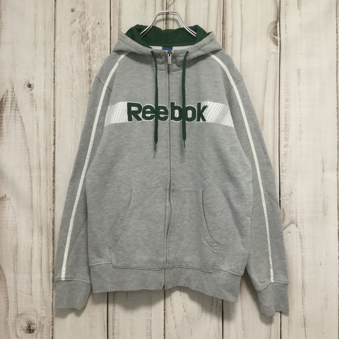 Reebok(リーボック)の【リーボック ビッグロゴフルジップパーカー】超ビッグサイズ3XL 古着 メンズのトップス(パーカー)の商品写真