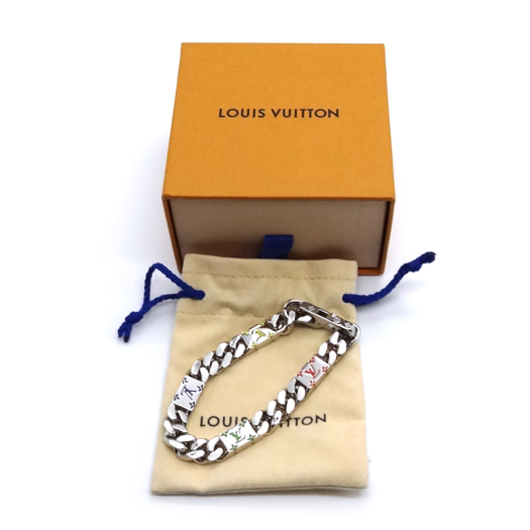 LOUIS VUITTON(ルイヴィトン)のルイ ヴィトン ブレスレット LV モザイク Mサイズ メタル シルバー M1409M メンズのアクセサリー(ブレスレット)の商品写真