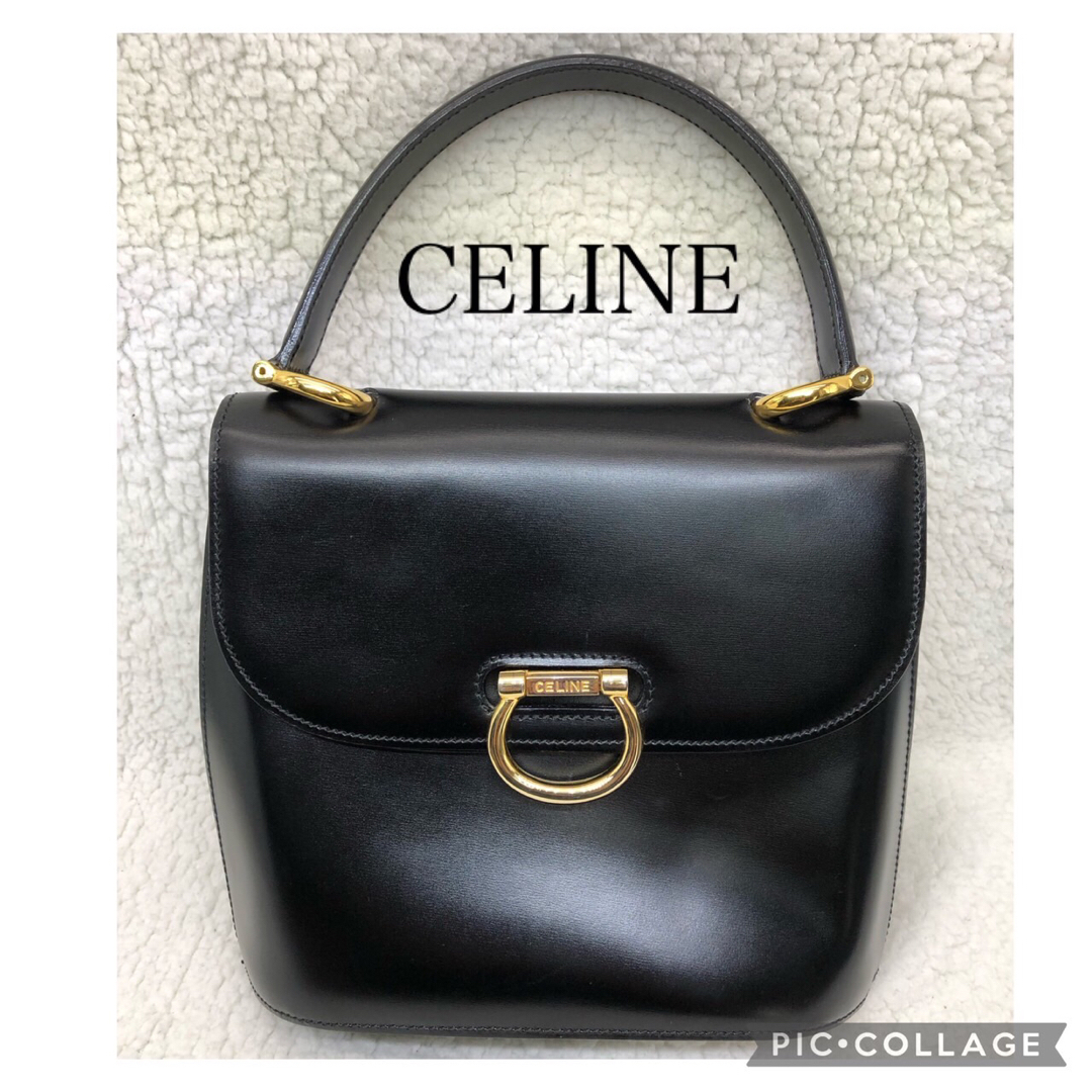 訳有り　美品　CELINE セリーヌ　ガンチーニ　Wフラップ　レザーハンドバッグハンドバッグ