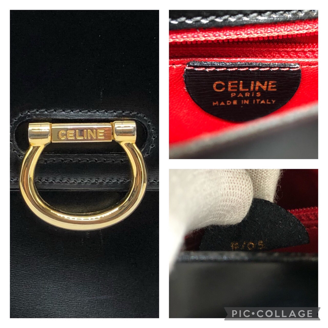 訳有り 美品 CELINE セリーヌ ガンチーニ Wフラップ レザー 訳有り 美品 CELINE セリーヌ ガンチーニ Wフラップ レザー