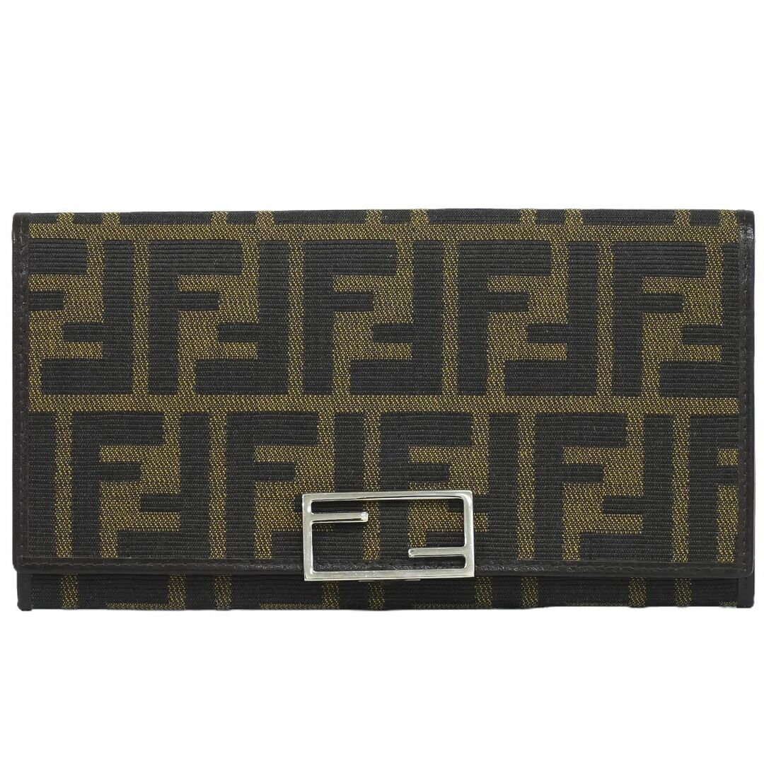 レディース本物 フェンディ FENDI ズッカ 長財布 ロングウォレット キャンバス ブラウン Zucca 財布 ウォレット