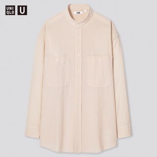 ユニクロ(UNIQLO)の【UNIQLO U】ワイドフィットスタンドカラーストライプシャツ (長袖)(シャツ)