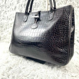 ロンシャン(LONGCHAMP)のc12【ロンシャン】ロゾ クロコ レザー ハンドバッグ 自立 A4 金具 本革(ハンドバッグ)