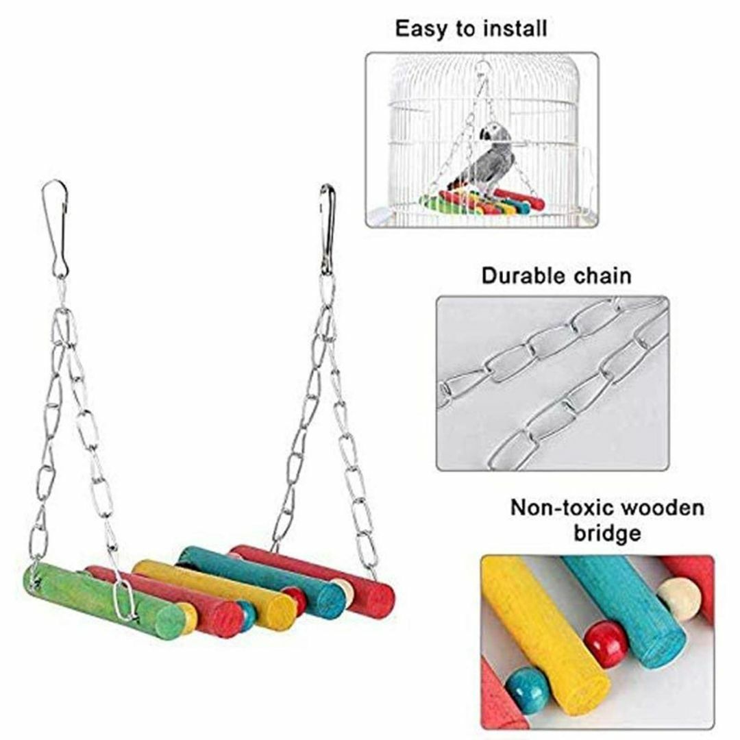 インコ おもちゃ 7点セット 鳥のおもちゃ ブランコ ロープ 鈴 止まり木 吊り その他のペット用品(鳥)の商品写真