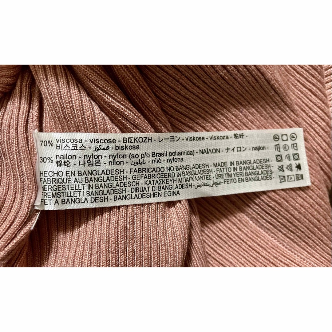 ZARA(ザラ)のZARA ザラ リブ クルーネック ニット セーターカットソー トップス ピンク レディースのトップス(ニット/セーター)の商品写真