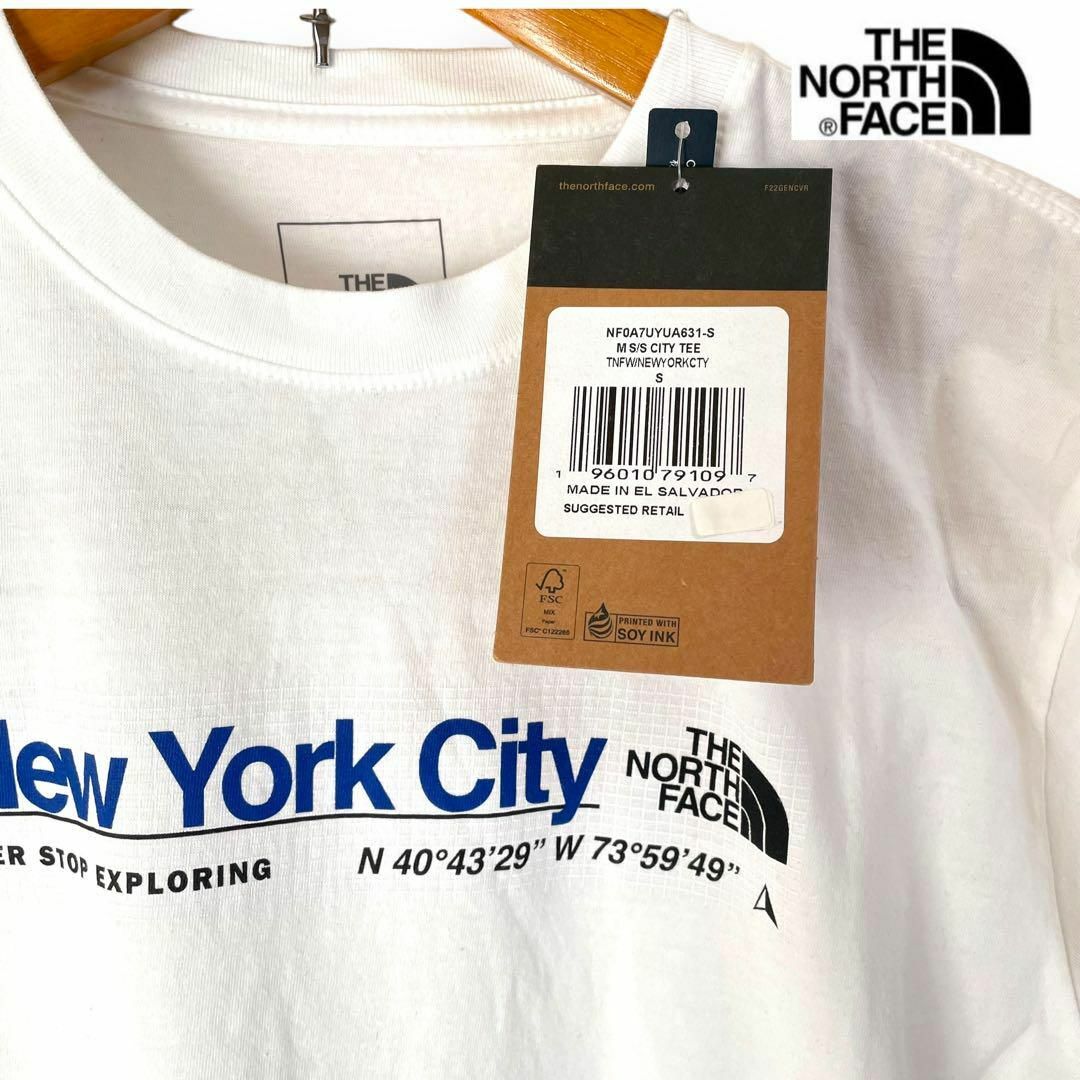 THE NORTH FACE(ザノースフェイス)の【ニューヨーク限定！】ノースフェイス メンズ Tシャツ 半袖  S 白 ロゴ メンズのトップス(Tシャツ/カットソー(半袖/袖なし))の商品写真