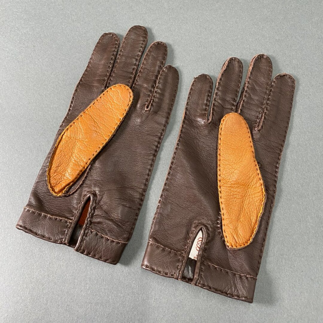 LOEWE(ロエベ)のa30 LOEWE ロエベ レザーグローブ 手袋 6 1/2 ブラウン キャメル 本革 ゴールド スペイン製 leather glove レディースのファッション小物(手袋)の商品写真