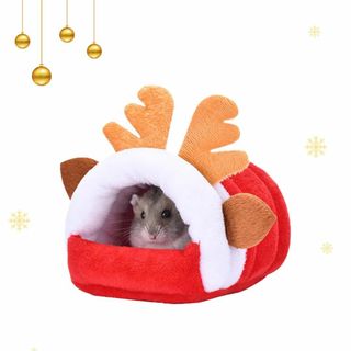 ハムスター ハウス 家 小動物 ハンモック クリスマスの鹿 小動物用 寝袋 ペッ(その他)