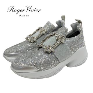 ロジェヴィヴィエ(ROGER VIVIER)のロジェヴィヴィエ RogerVivier ヴィヴラン スニーカー ファブリック レザー シルバー ストラスバックル ビジュー ラインストーン(スニーカー)