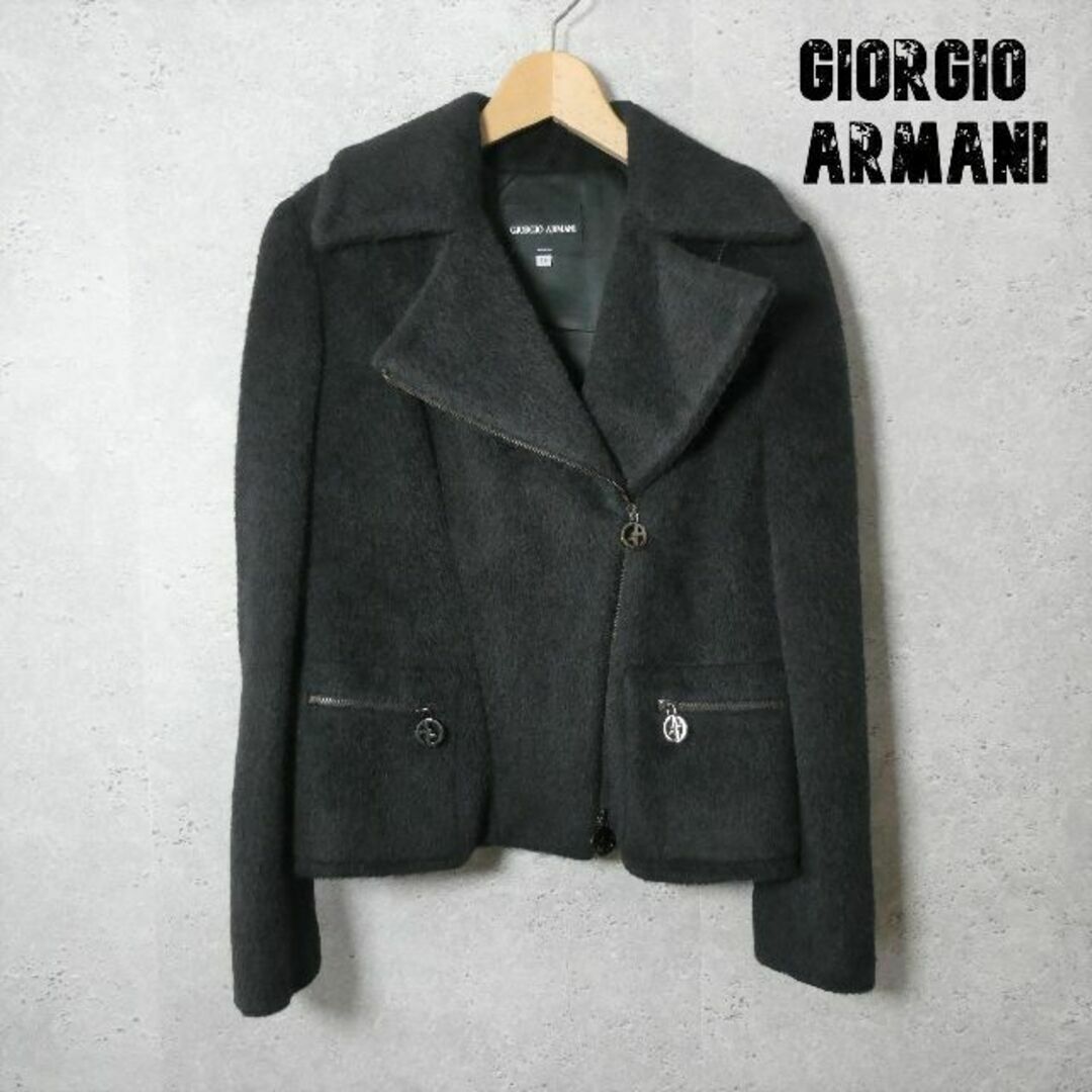 美品 GIORGIO ARMANI アルパカ ウール ダブルライダースジャケット41㎝袖丈