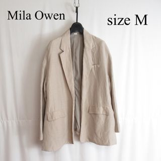 ミラオーウェン(Mila Owen)のMila Owen リネン テーラードジャケット カジュアル ブラザー ベージュ(テーラードジャケット)