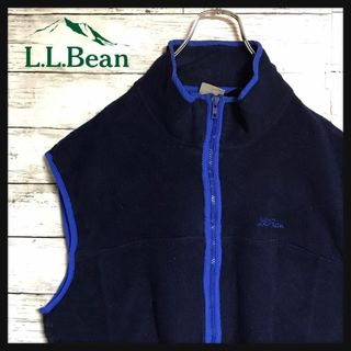 エルエルビーン(L.L.Bean)の【希少デザイン】エルエルビーン　刺繡ロゴフリースベスト　ネイビーブルーK797(ベスト)