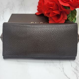 グッチ(Gucci)の【美品】 GUCCI グッチ 長財布 財布 レザー ブラウン ロゴ(長財布)