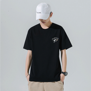 シンプル　Tシャツ　オフショル　ストリート ブラック 007481XL(Tシャツ/カットソー(半袖/袖なし))