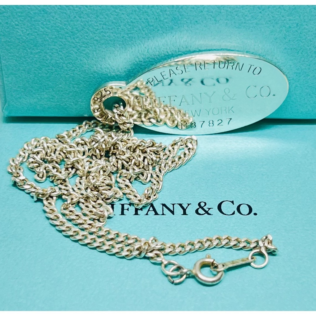 [美品]TIFFANY&Co.オーバルタグネックレス 社外SV925チェーン付き