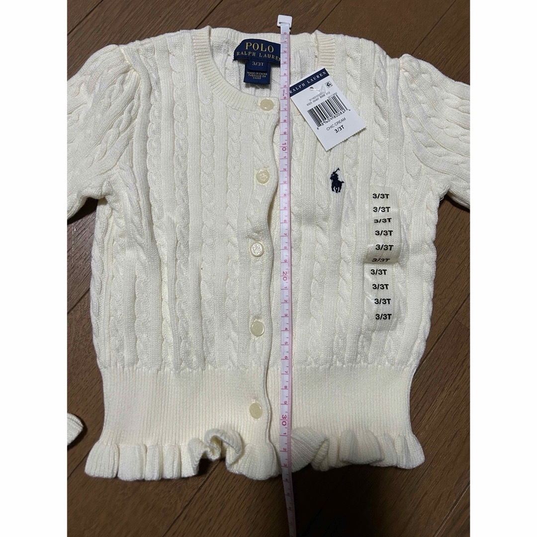 Ralph Lauren(ラルフローレン)のタグ付き　新品　ラルフローレン　カーディガン　ニット　ホワイト3T キッズ/ベビー/マタニティのキッズ服女の子用(90cm~)(ニット)の商品写真