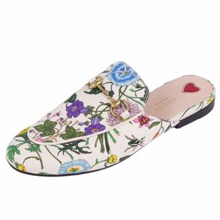 グッチ(Gucci)のグッチ GUCCI プリンスタウン サンダル ミュール ホースビット スリッパ フローラ 花柄 キャンバス シューズ レディース 37(24cm相当) マルチカラー(サンダル)